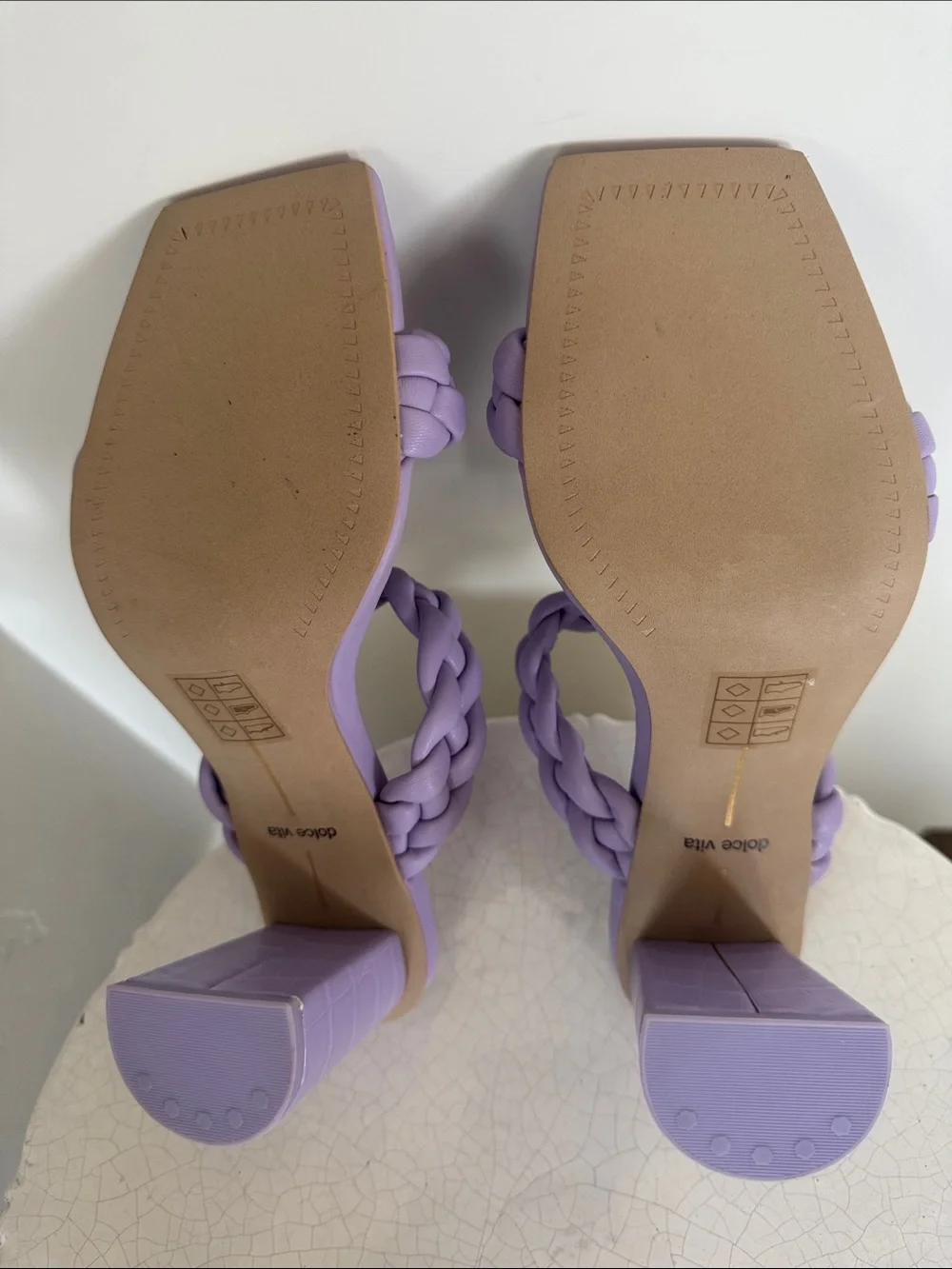 Dolce Vita Lilac/Lavender Braided Block Heel Sandals Square Open Toe Size 8 NWOB